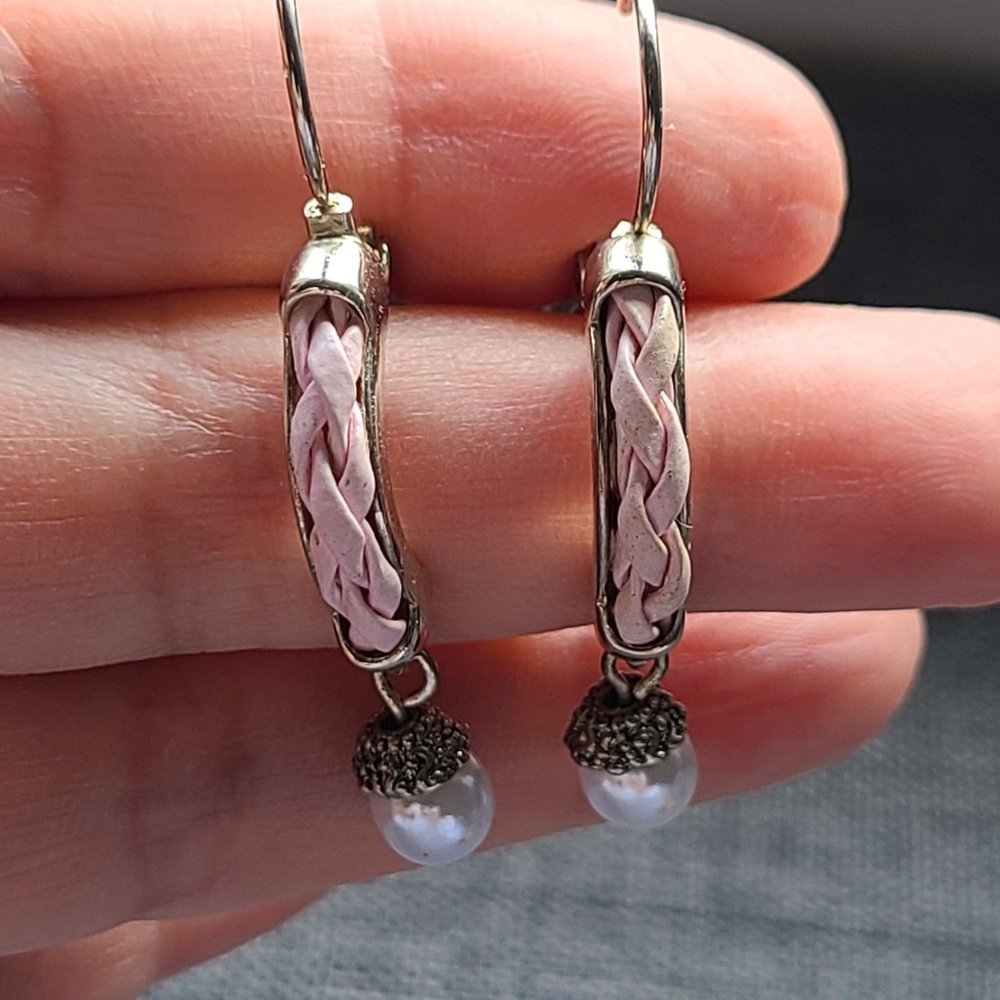 Pearl dangle lever back earrings